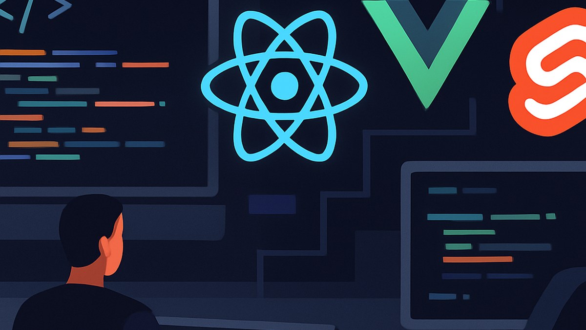 JavaScript Frameworks 2026: React Dominates, Vue Gains, Svelte Innovates with Runes — illustration