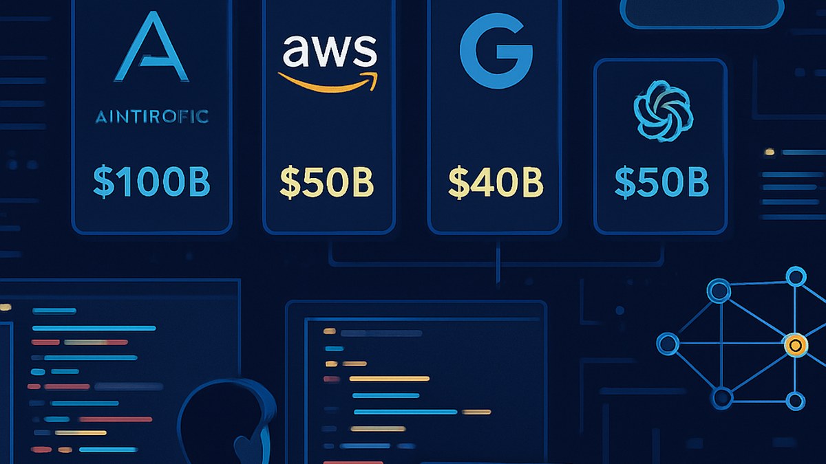 AI Compute Spend Hits a New Tier: Anthropic-AWS $100B, Google-Anthropic $40B, OpenAI-Amazon $50B — illustration